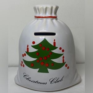 Waechtersbach Christmas Red and White Bank Santa's Bag Christmas Tree with KEY